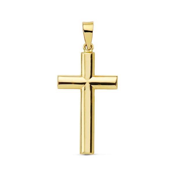 Cruz Lisa Palo Oval. 25 x 15 mm de oro amarillo 9K