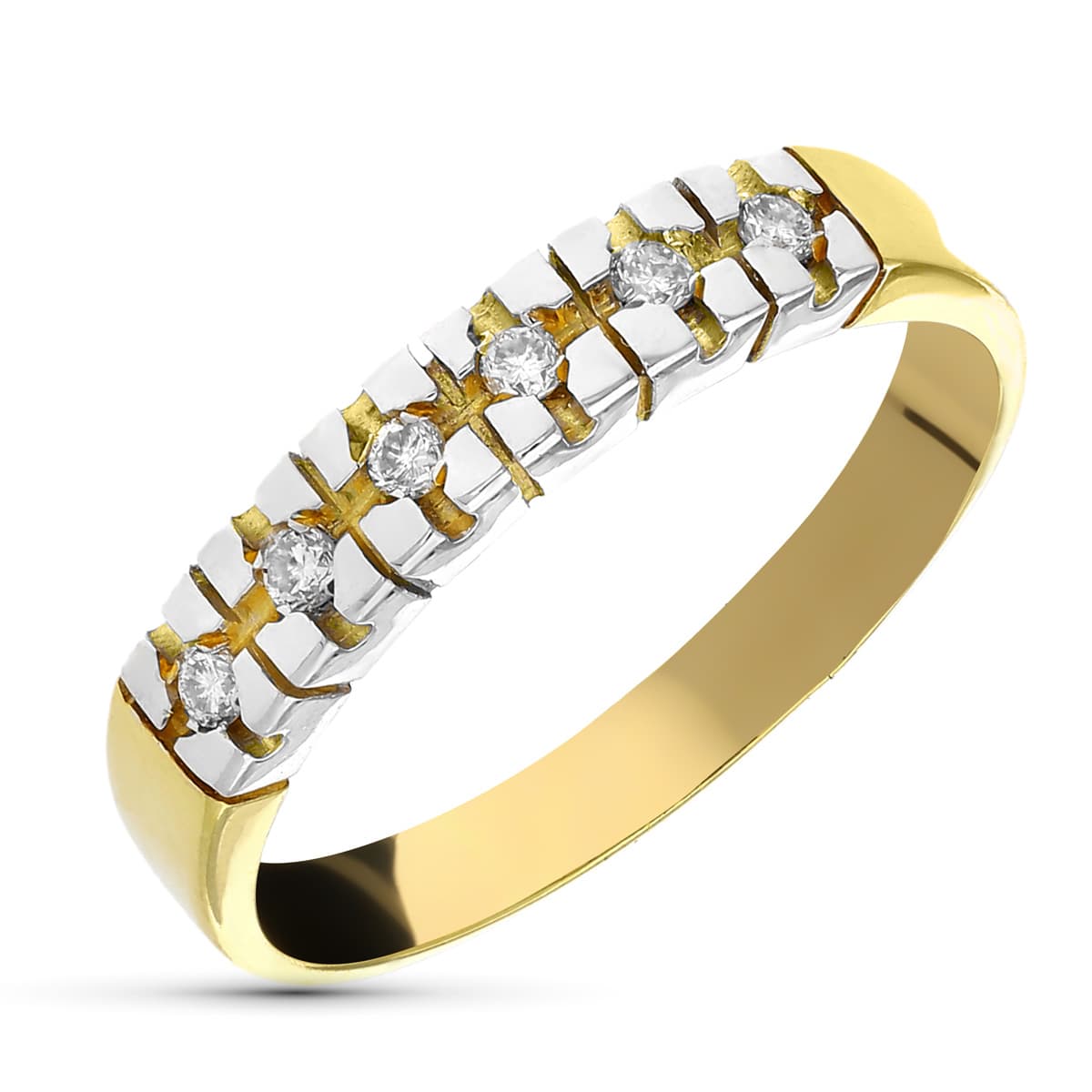 Sortija Bicolor Diamantes Naturales Talla Brillante 0,20 Qts. Ancho: 4 mm 18K