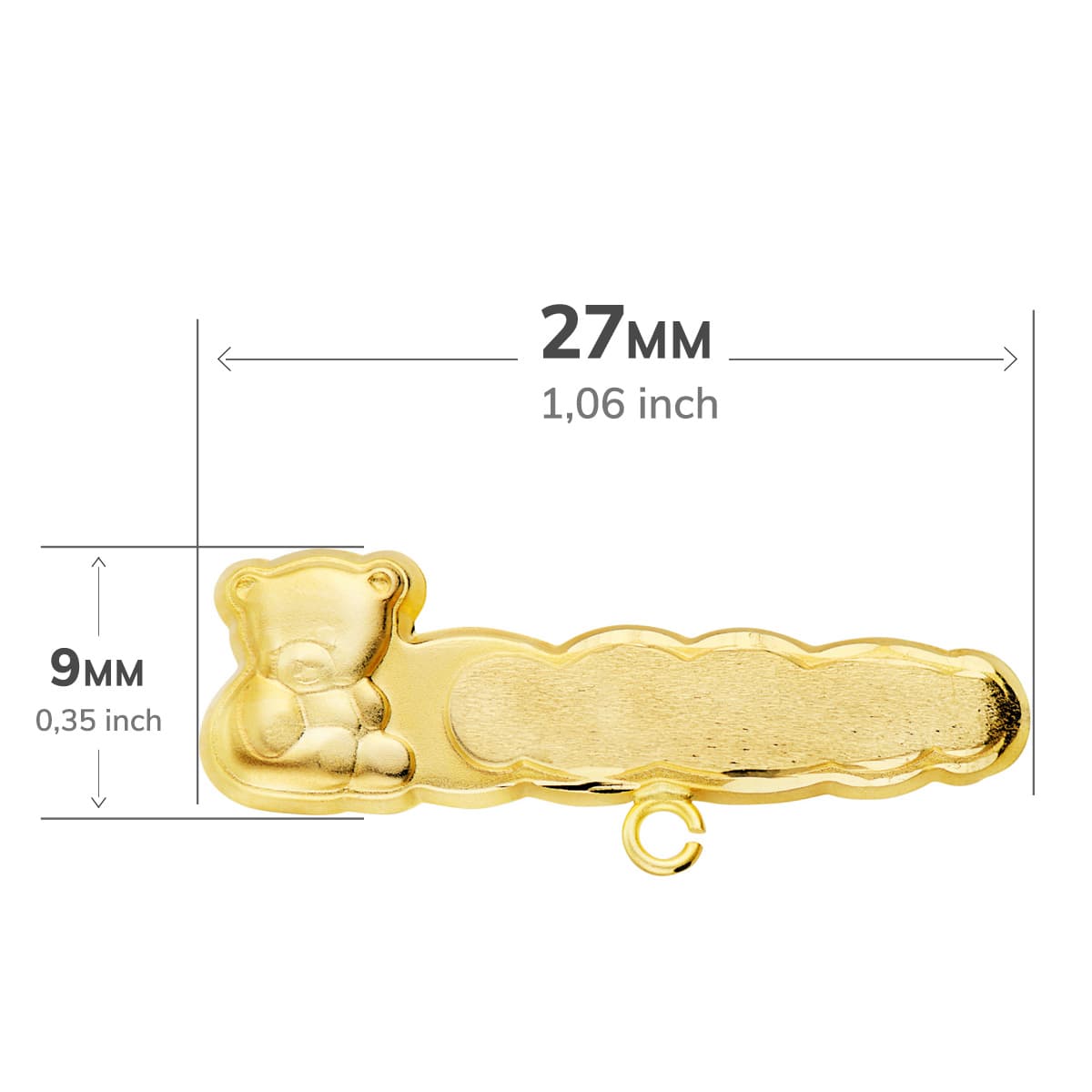 18K ALFILER ORO AMARILLO OSO TALLADO 27X9 MM