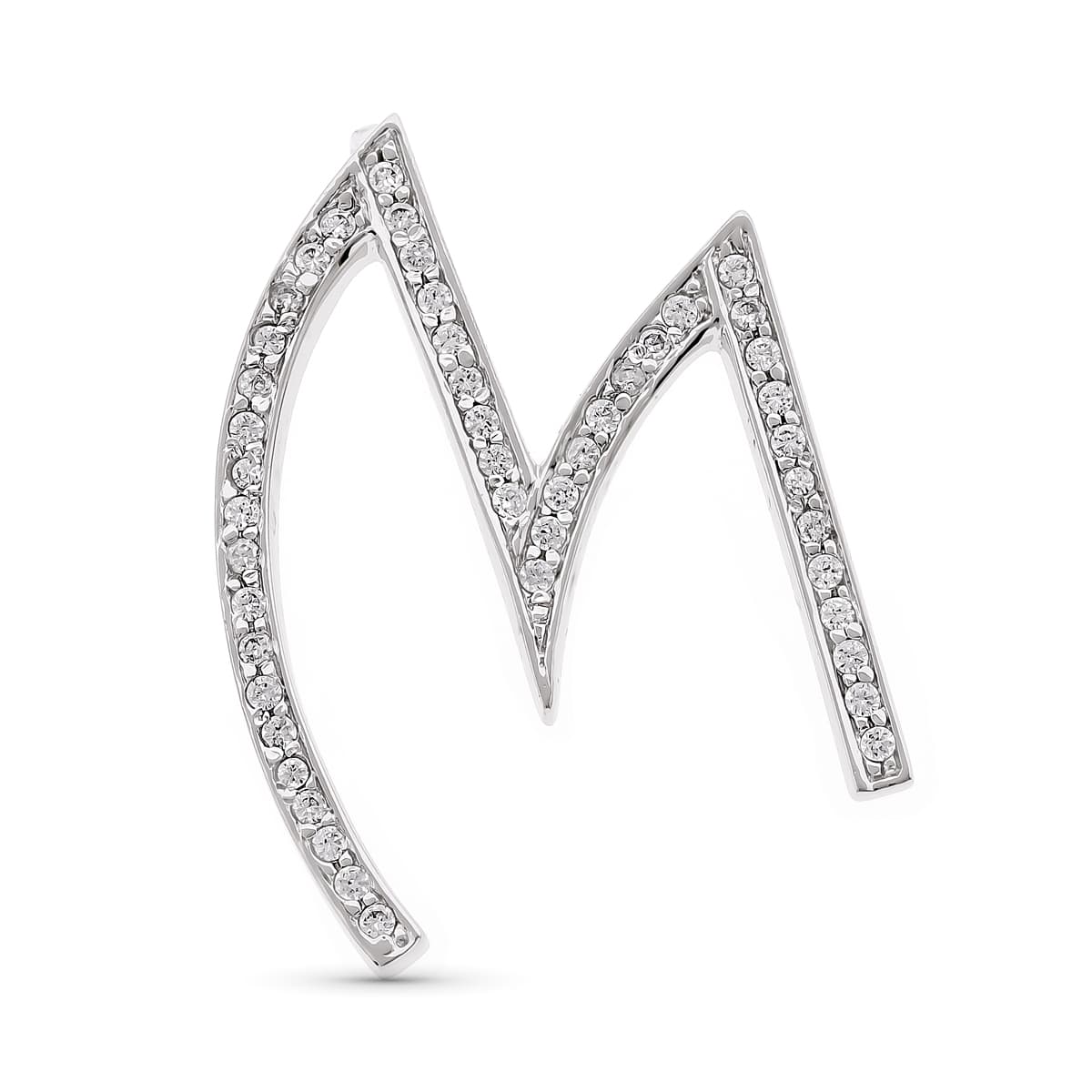 18K COLGANTE ORO BLANCO LETRA M CON CIRCONITA 35X27 MM