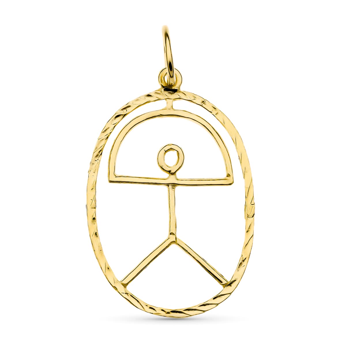 18K COLGANTE AMULETO ORO AMARILLO INDALO OVAL. 26X17 MM