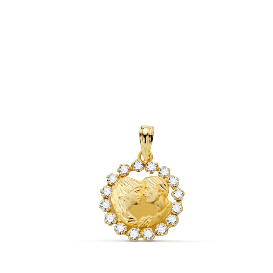 Colgante Enamorados 16 x 14 mm C. Amor de oro amarillo 18K