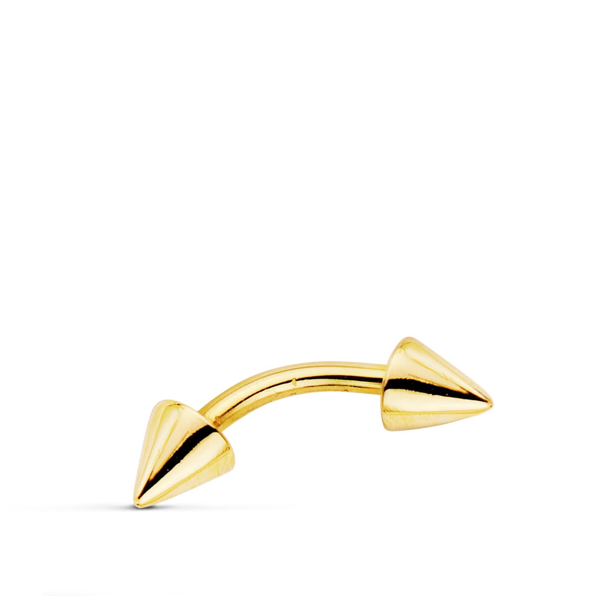 18K PIERCING CEJA ORO AMARILLO DOS PINCHOS. 13X3 MM