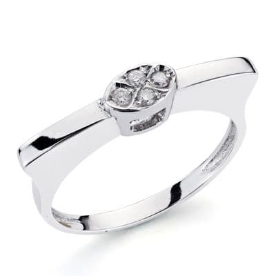 Sortija con Diamantes Naturales Talla Brillante 0,100 Qts. de oro blanco 18K