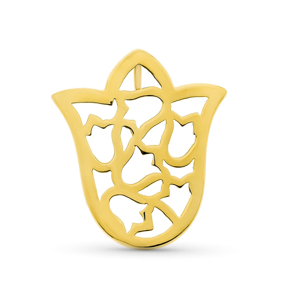 18K COLGANTE ORO AMARILLO TULIPAN CALADO 28X25 MM