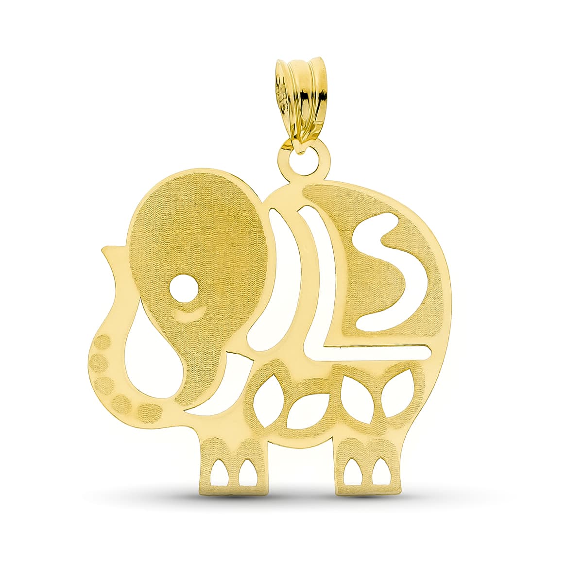 Colgante Laser Elefante. 30 x 30 mm de oro amarillo 18K