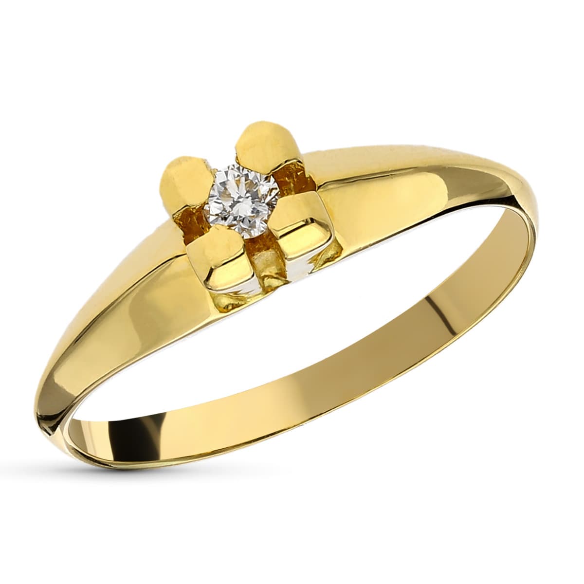 Solitario Diamante Natural Talla Brillante 0,10 Qts. de oro amarillo 18K