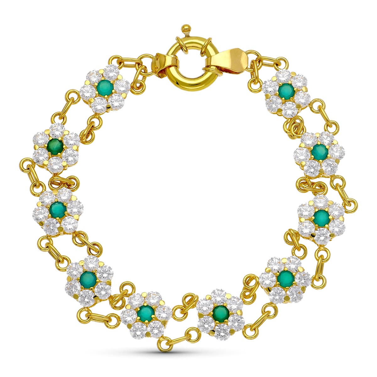 Pulsera Cuajos Circonitas de oro amarillo 18K