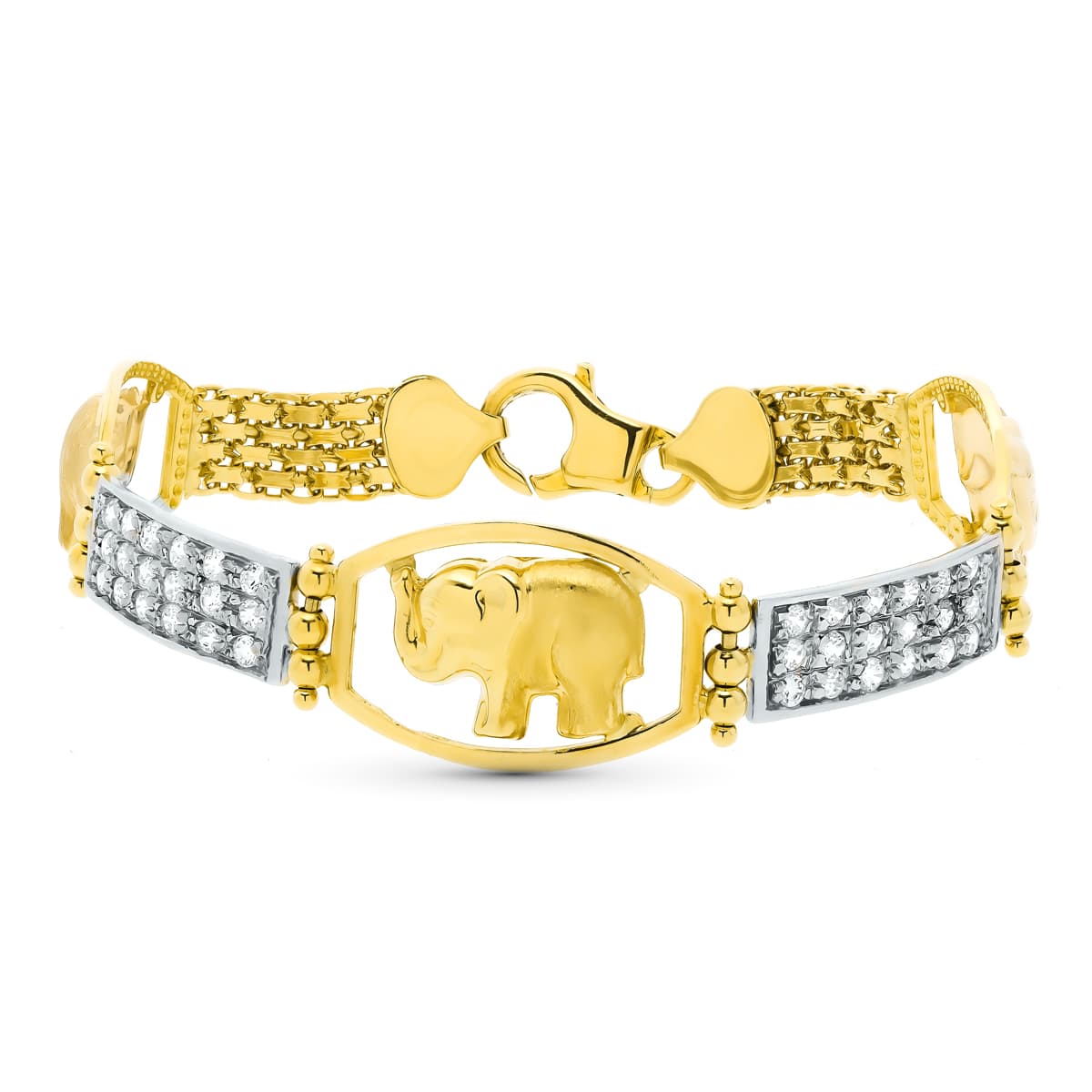 Pulsera Tricolor Elefantes 19 cm 18K