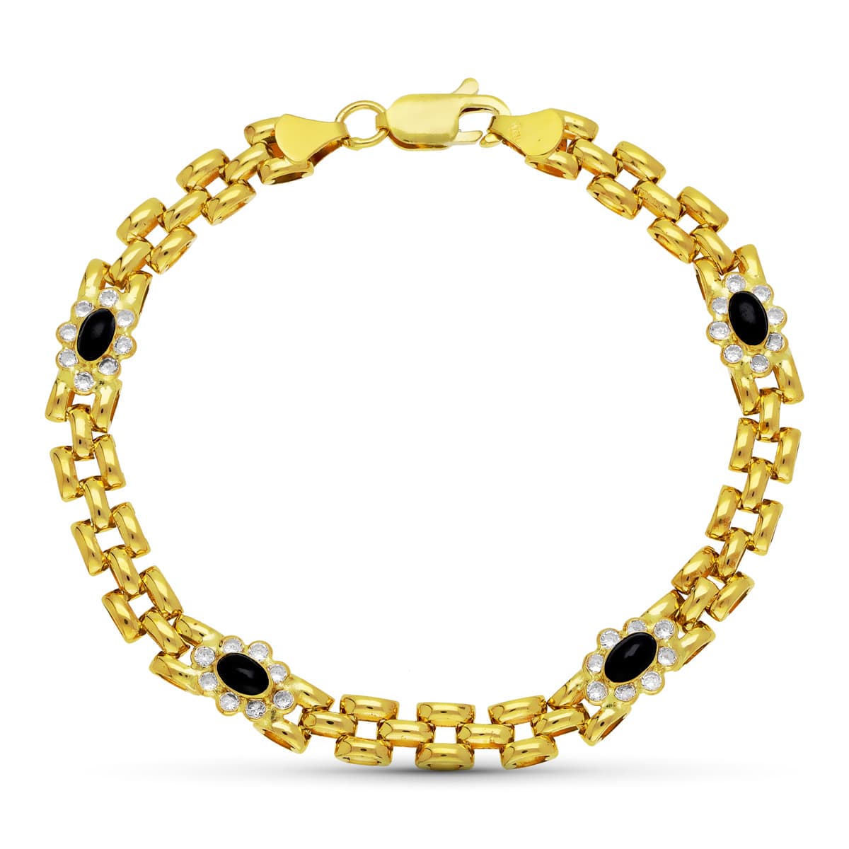 Pulsera Panter y Cuajos Circonitas de oro amarillo 18K