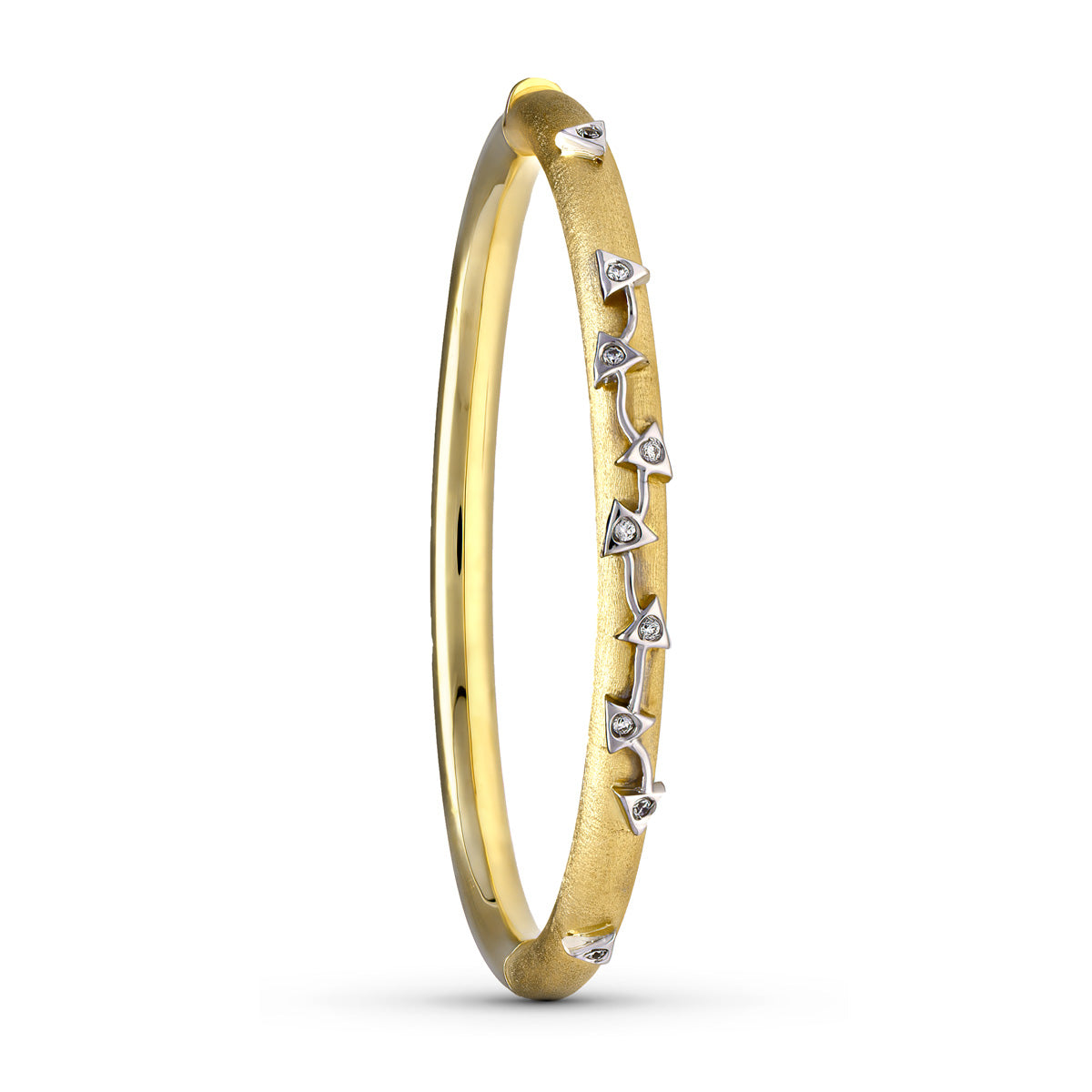 Pulsera Media Caña Bicolor con Piedras 18K