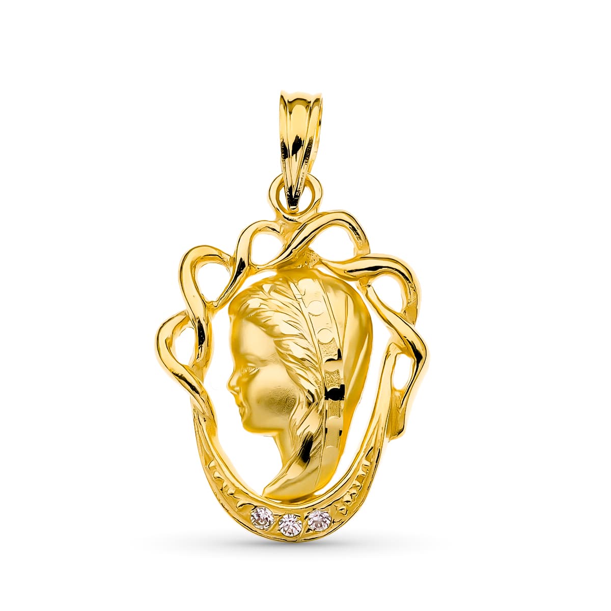 18K MEDALLA ORO AMARILLO VIRGEN NIÑA 22X16 MM