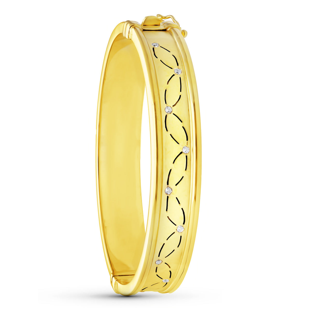 18K PULSERA ORO AMARILLO RIGIDA CIRCONITA 12 MM