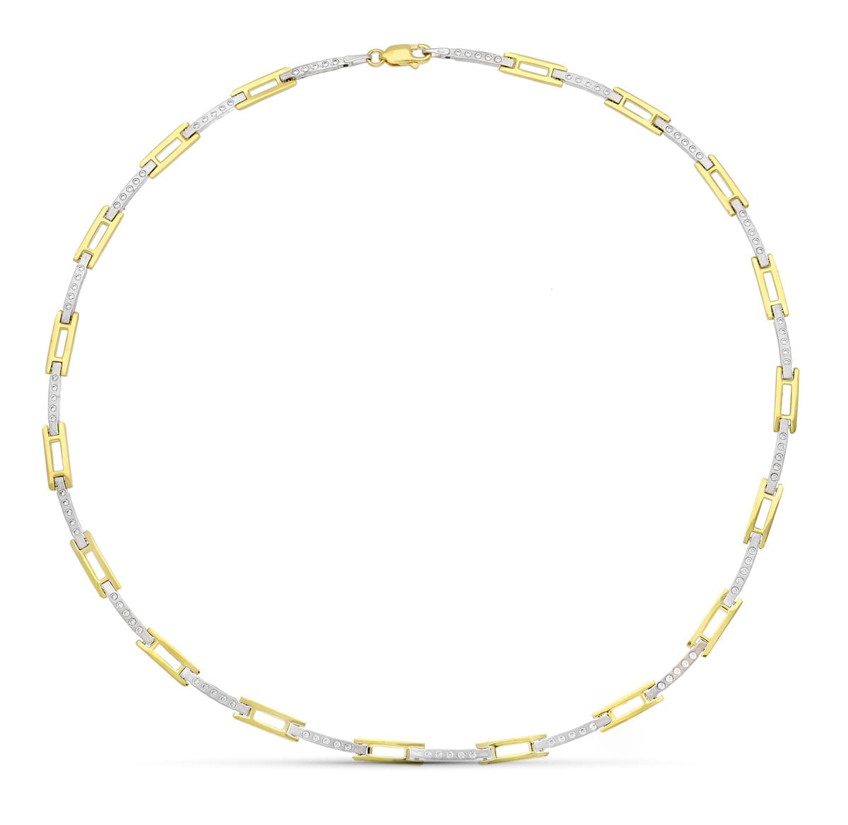 18K GARGANTILLA ORO BICOLOR CIRCONITA MATE Y BRILLO