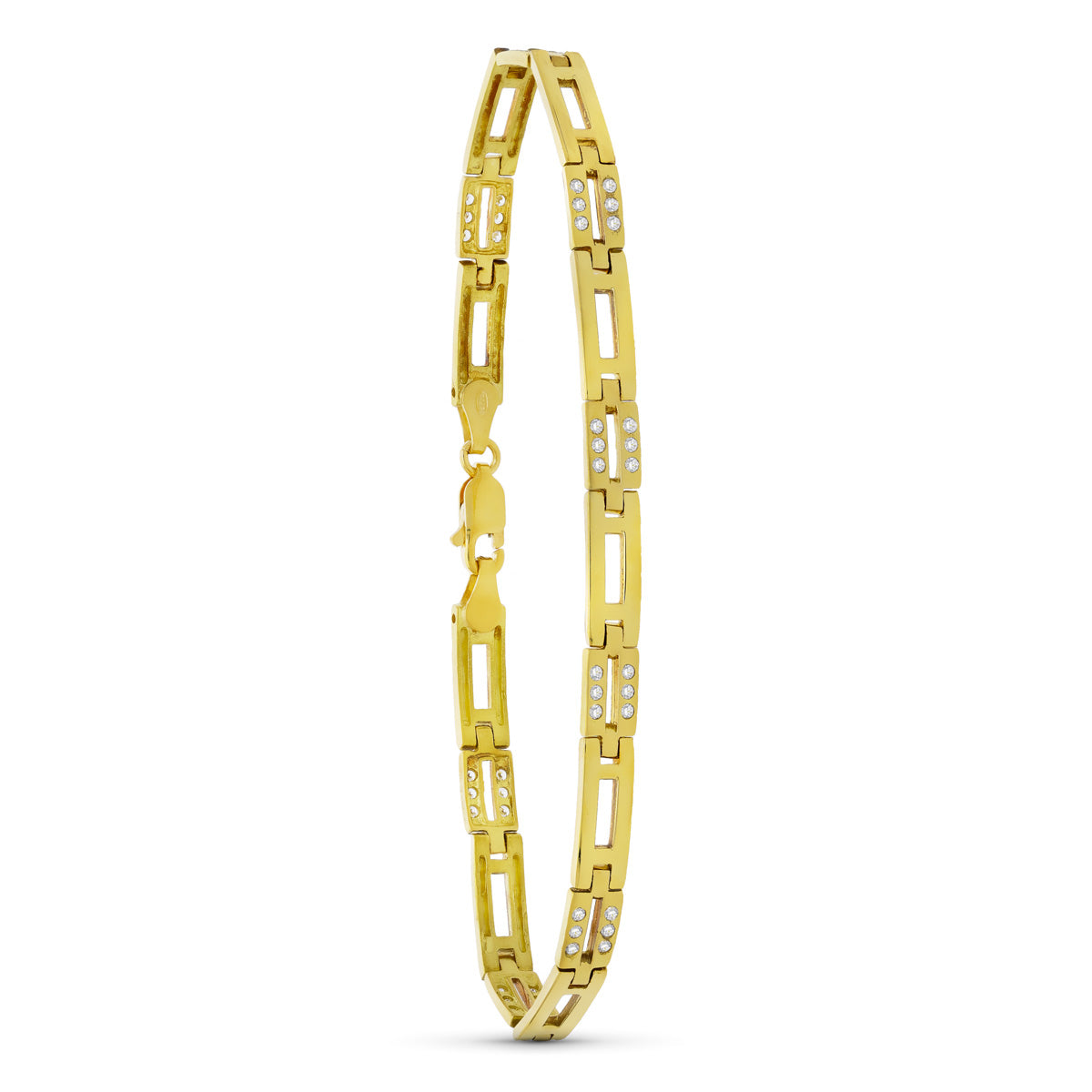 Pulsera Circonita Mate y Brillo de oro amarillo 18K