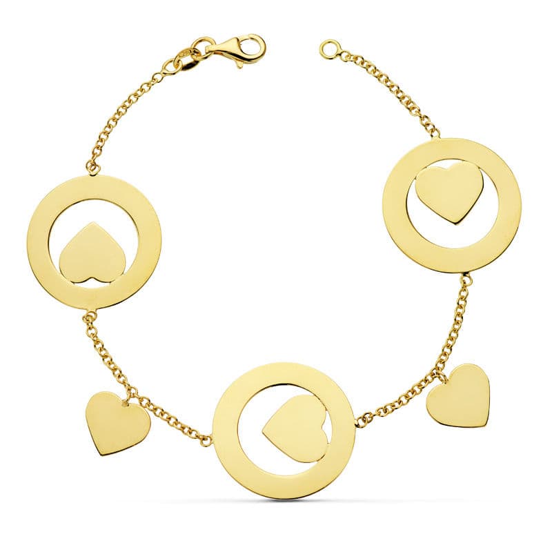 Pulsera Rolo Corazones 19 cm 8,95 Gr de oro amarillo 18K
