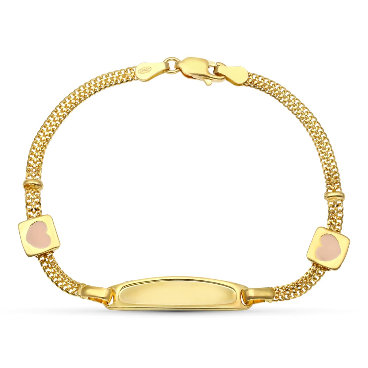 Esclava Esmalte Corazones 17,5 cm de oro amarillo 18K