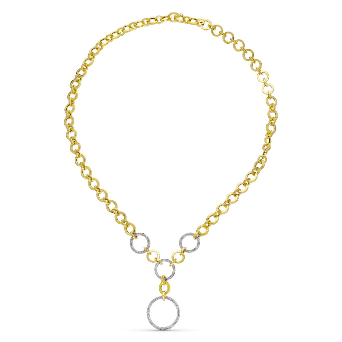 18K GARGANTILLA ORO BICOLOR CIRCULOS 43 CM