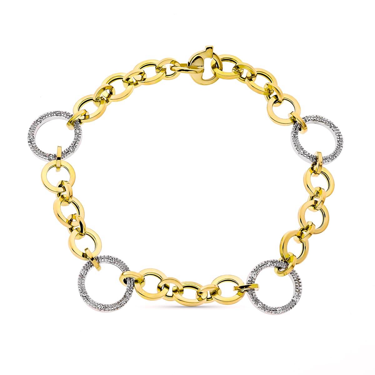 Pulsera Bicolor Ancho 12 mm Largo 19 cm 18K