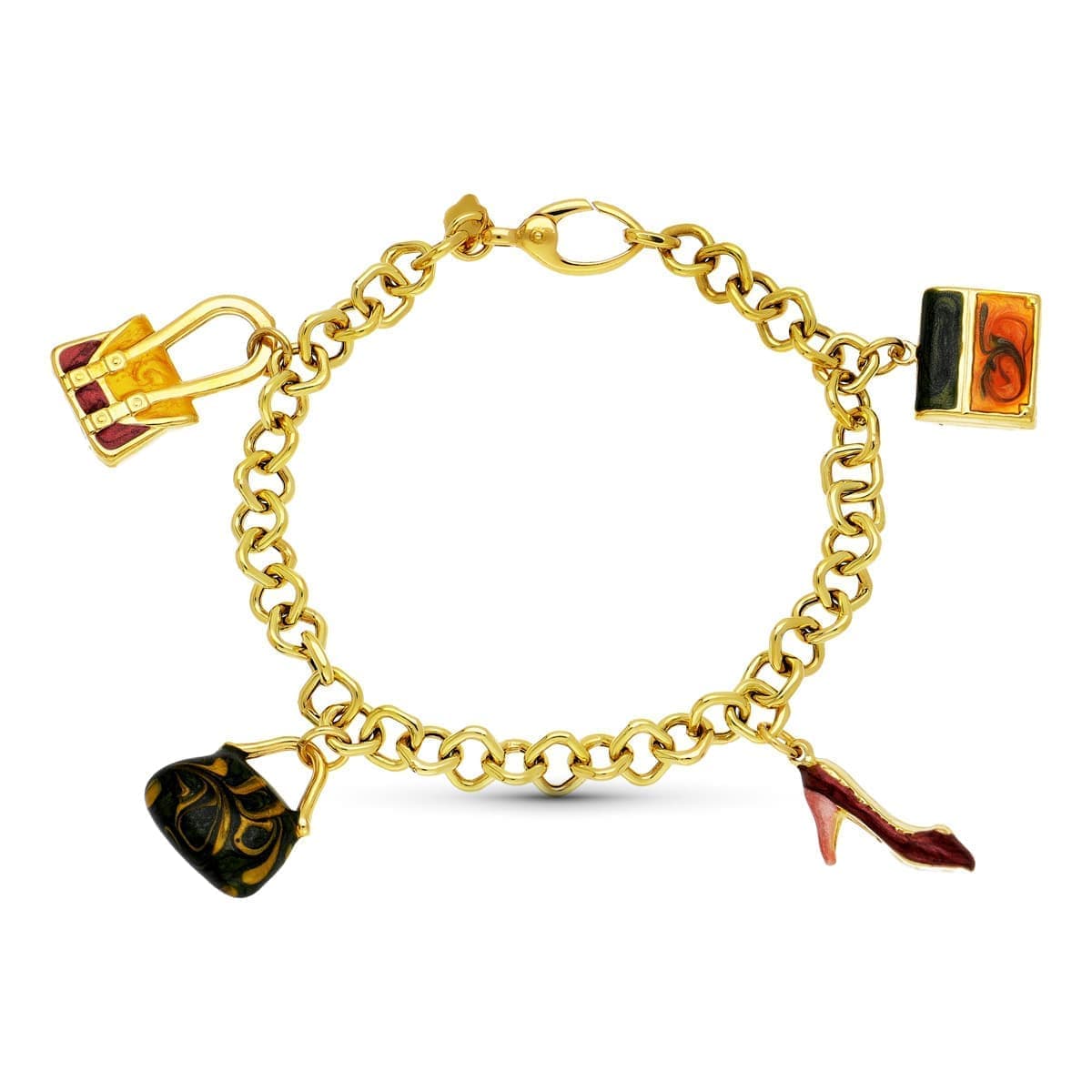 Pulsera Fetiches Esmaltados de oro amarillo 18K
