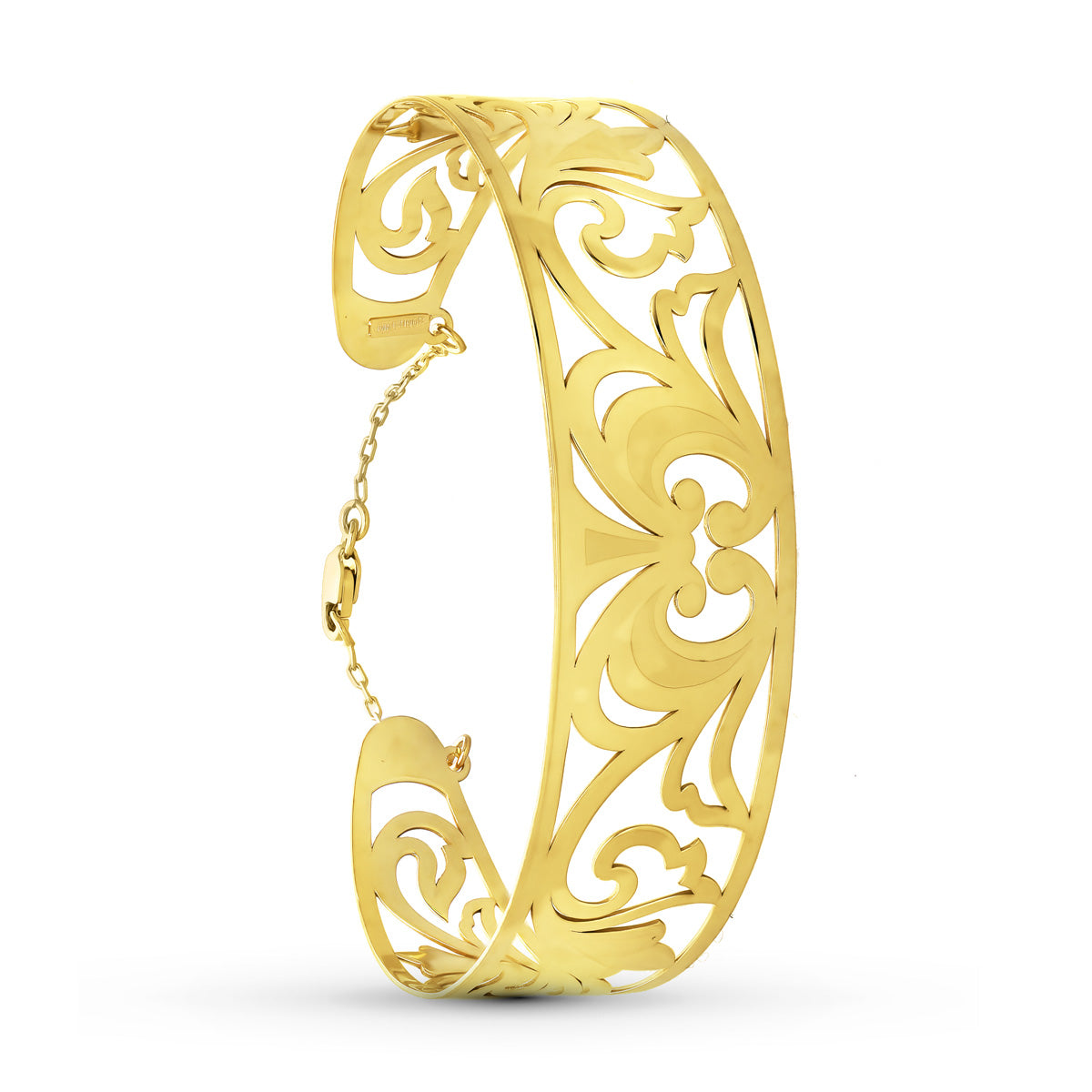Pulsera Rigida Amarilo Calada Mate Brillo Medida Interior 65 x 50 mm Ancho Total 20 mm 18K