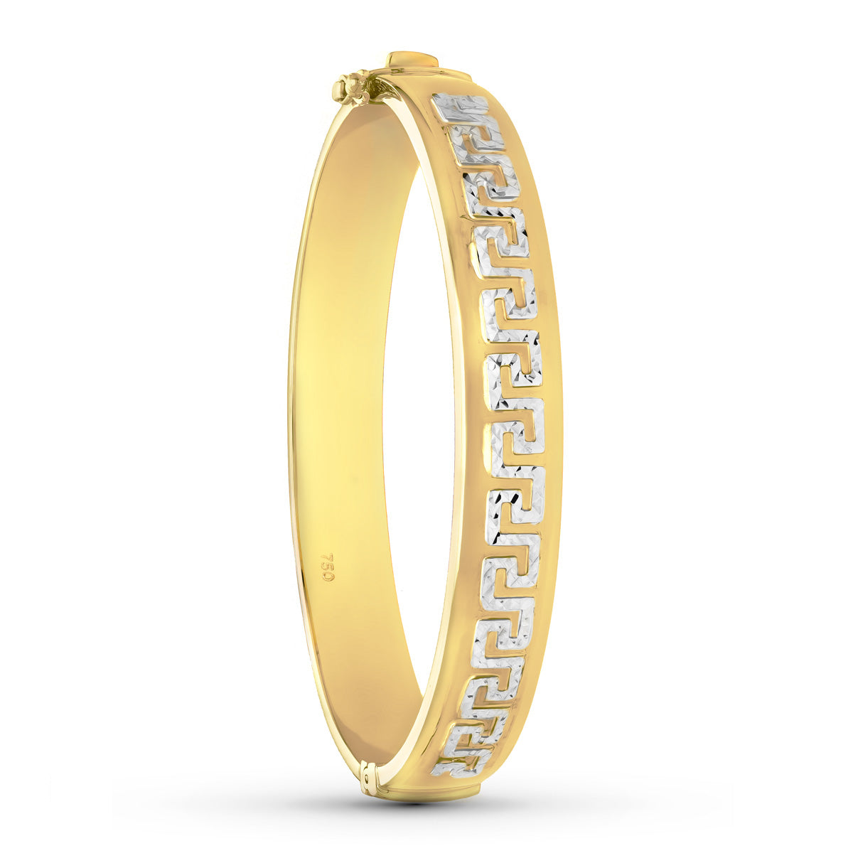 Pulsera Rigida Bicolor Greca 10 mm 18K