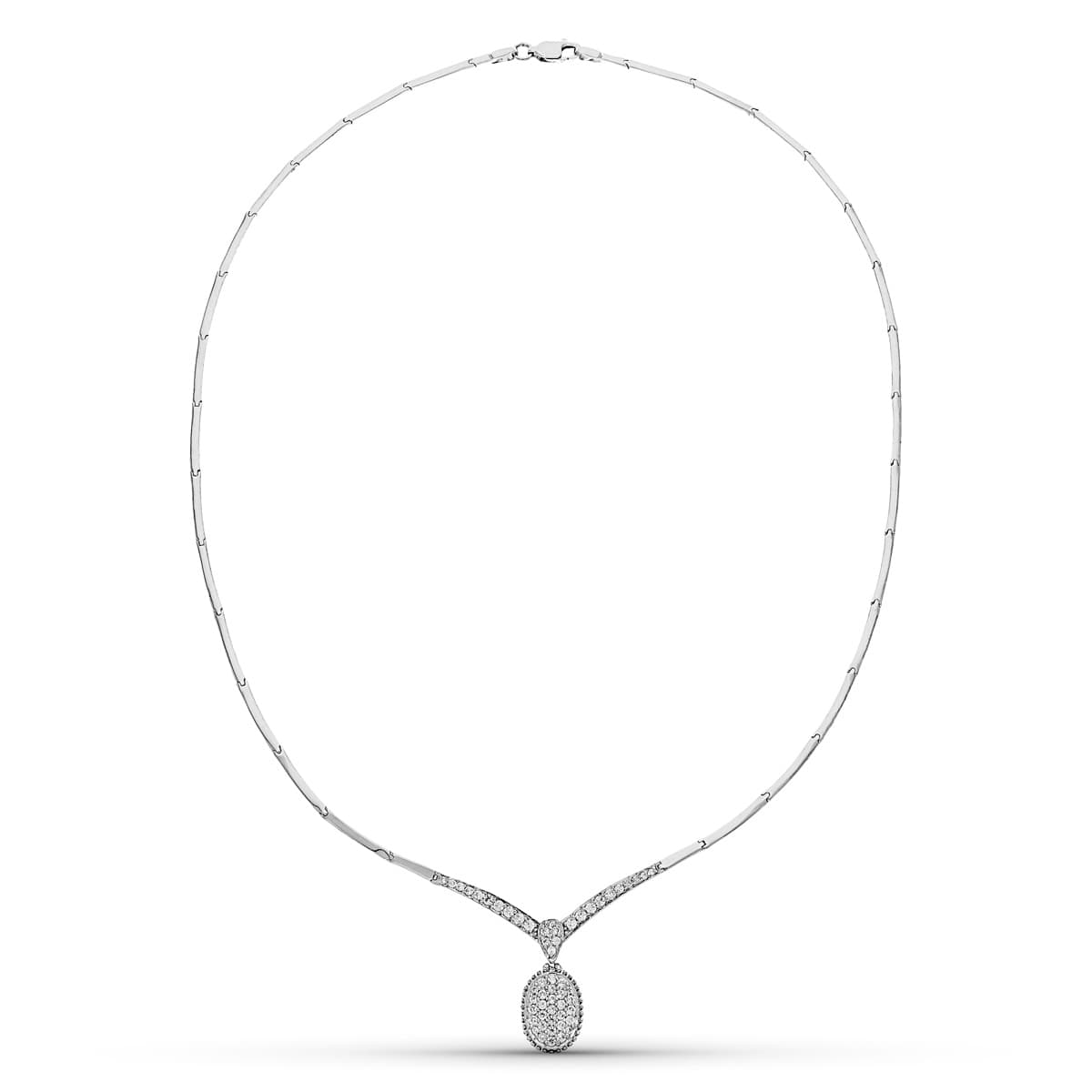 Gargantilla Circonita Motivo Oval de oro blanco 18K