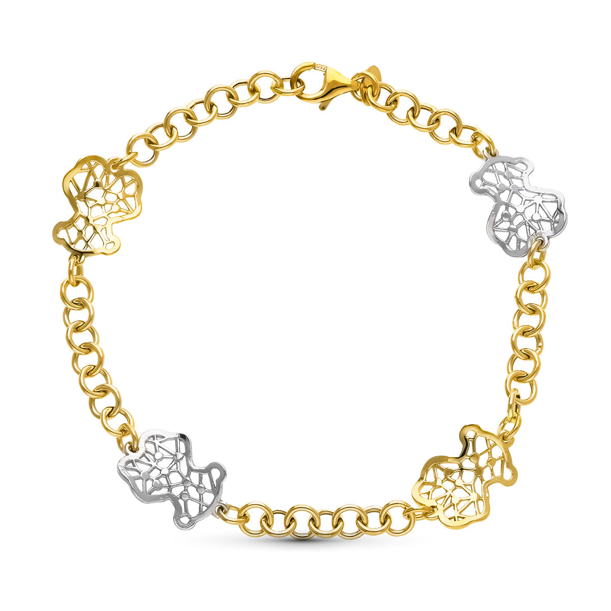 Pulsera Bicolor Osos 18K