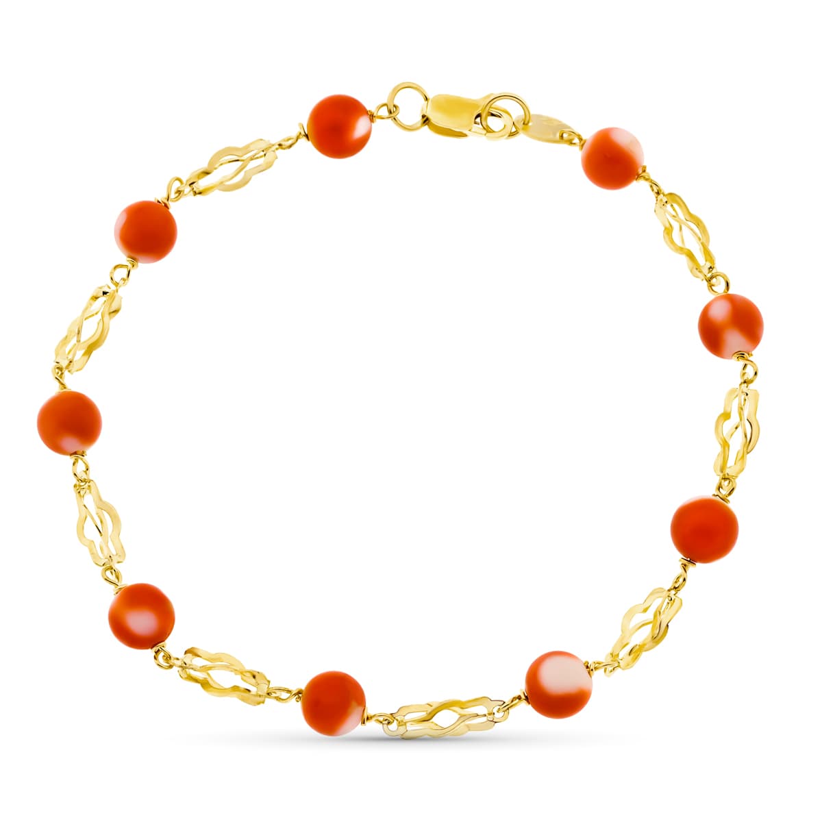 18K PULSERA ORO AMARILLO JAULA CORAL FINO JAPONES 5.5 MM 19CM