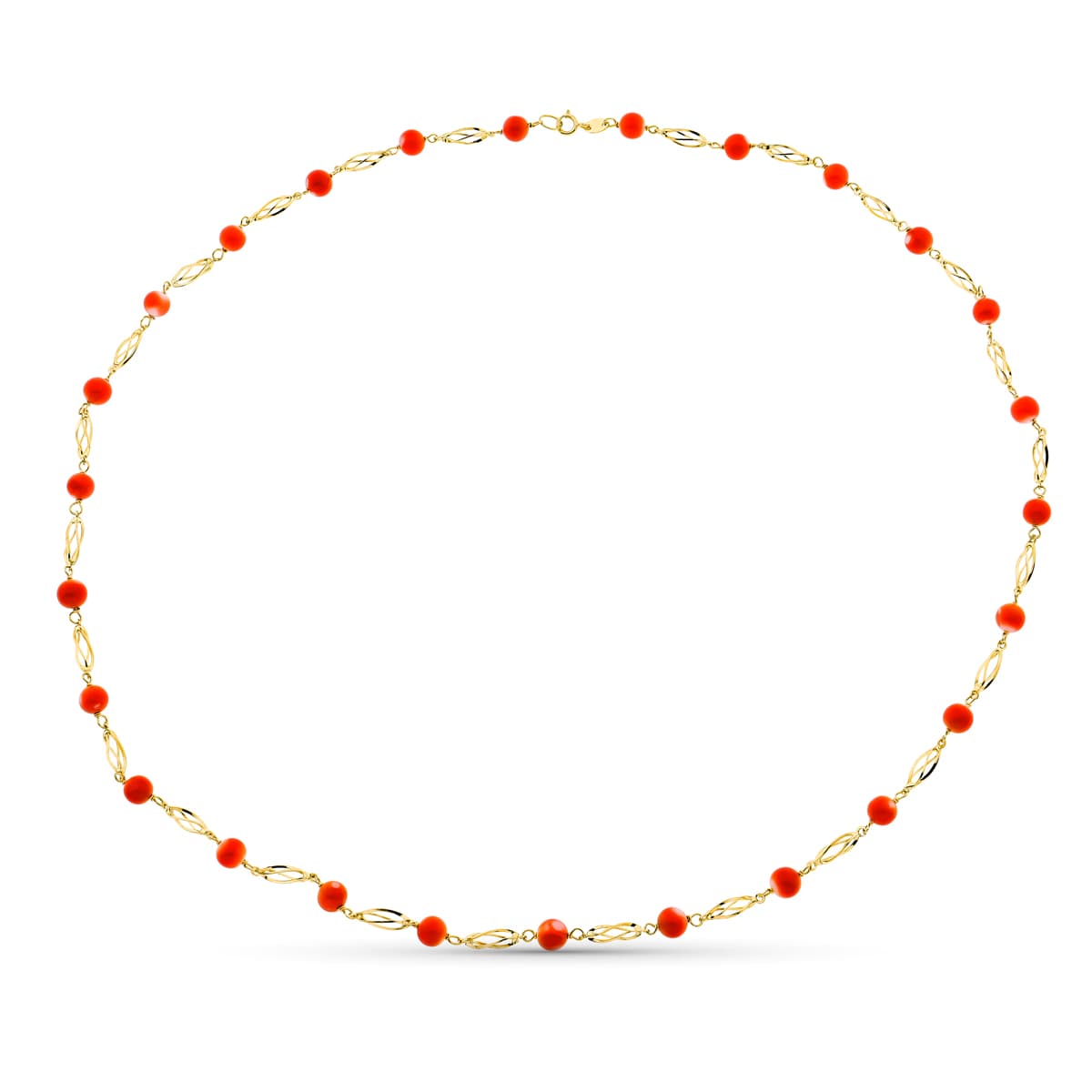 Gargantilla Jaula Coral Fino Japones 5,5 mm 60 cm de oro amarillo 18K