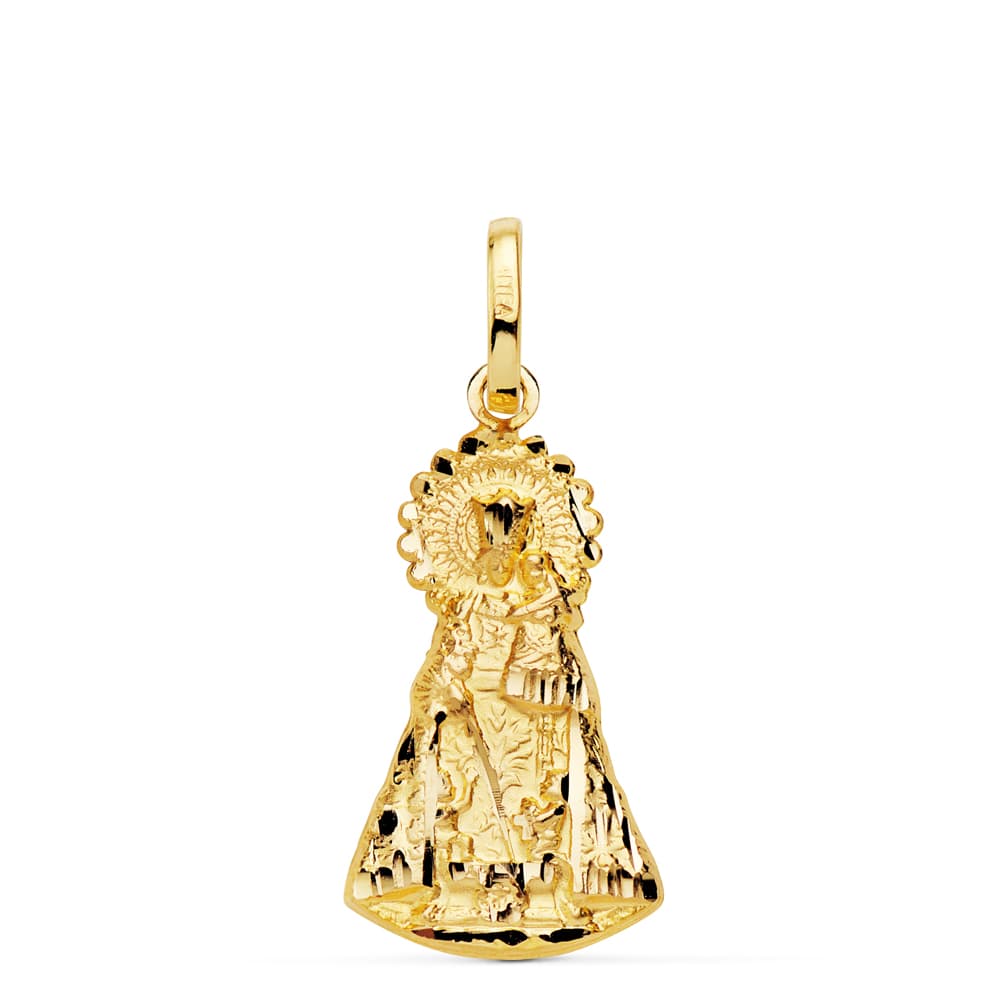 18K MEDALLA SILUETA VIRGEN ORO AMARILLO DE LOS DESAMPARADOS 23X13 MM