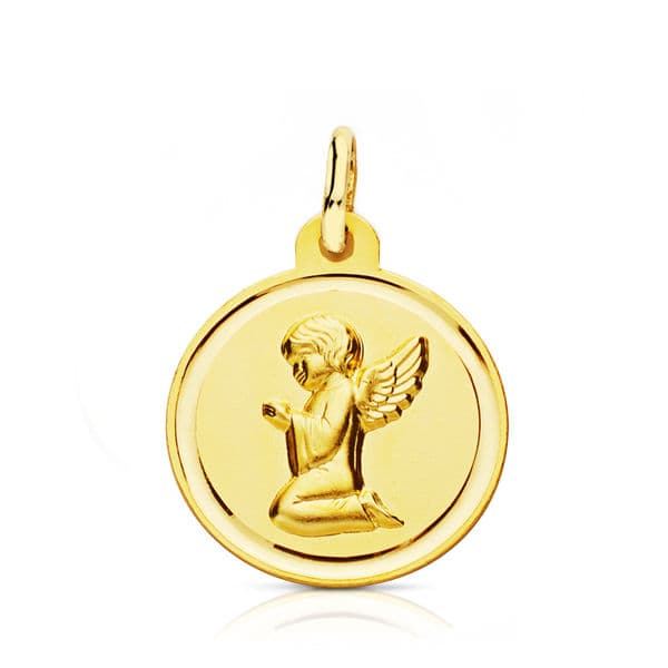 18K MEDALLA ORO AMARILLO ANGELITO BISEL 16 MM