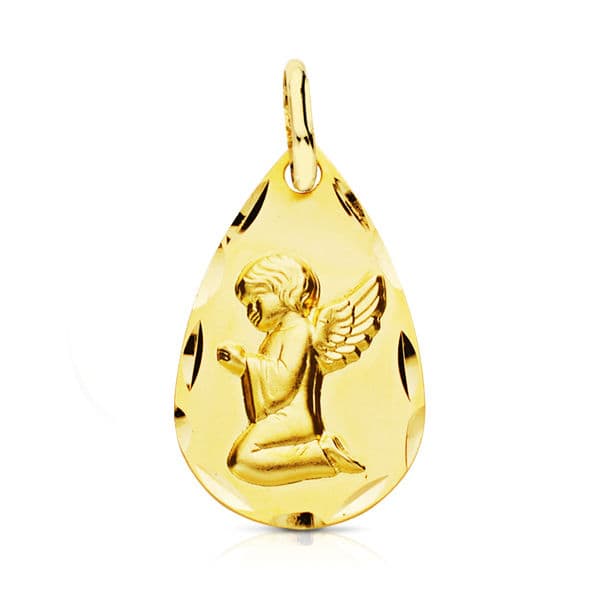 Medalla Angel 19 x 11 mm de oro amarillo 18K