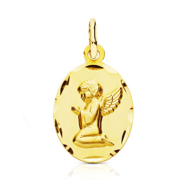 Medalla Angel 19 x 12 mm de oro amarillo 18K