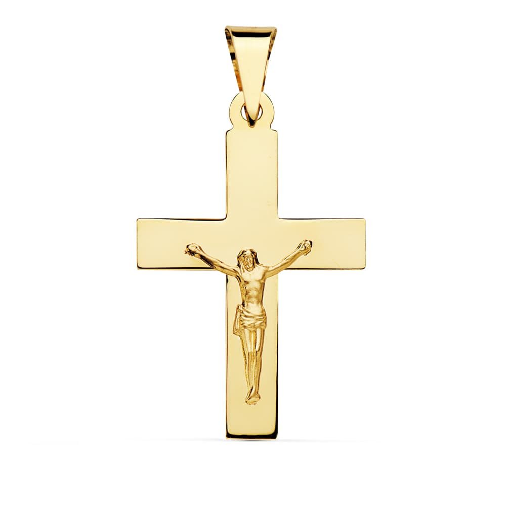 18K CRUZ CON CRISTO ORO AMARILLO 34 X 22 MM