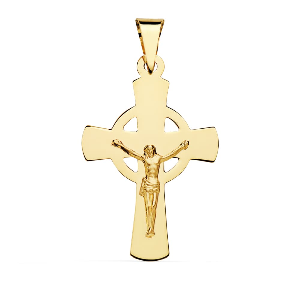 Cruz con Cristo 34 x 22 mm de oro amarillo 18K