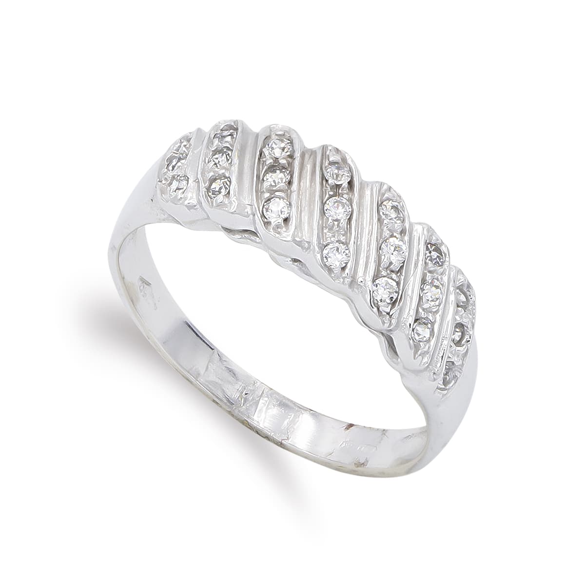 18K SORTIJA ORO BLANCO CON CIRCONITA. ANCHO: 6 MM