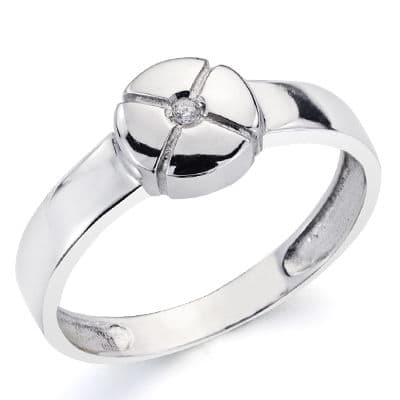 Sortija Diamante Natural 0,015 Qts. Ancho: 7 mm de oro blanco 18K