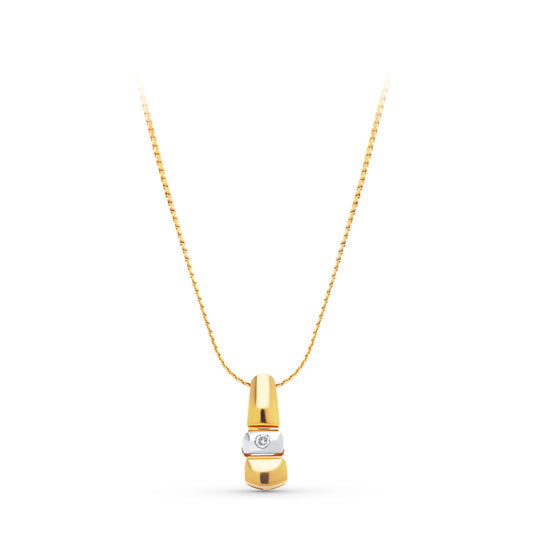 18K COLGANTE ORO AMARILLO BRILLANTE 16X6 MM 0.05 QTS. CADENA 42 CM
