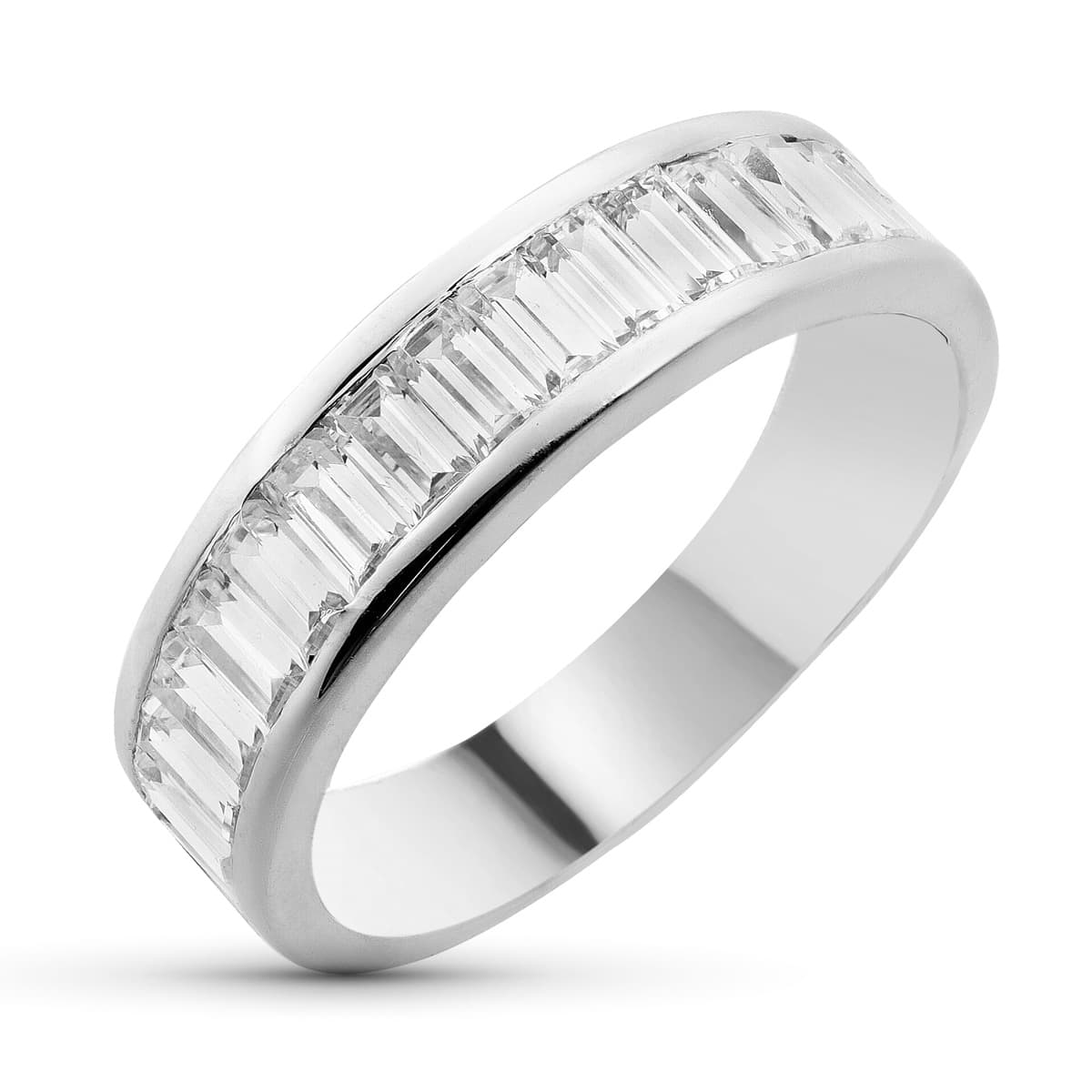 18K SORTIJA ORO BLANCO CARRIL CON CIRCONITA BAGUETTE. ANCHO: 5.5 MM