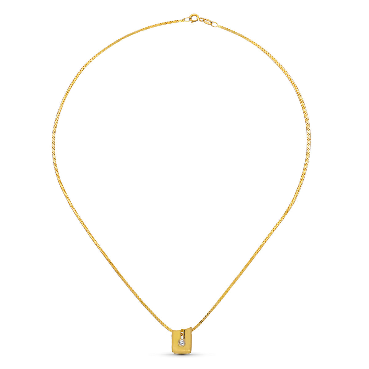 18K COLGANTE ORO AMARILLO DIAMANTE NATURAL 12X8 MM 0,05 QTS. CADENA 40