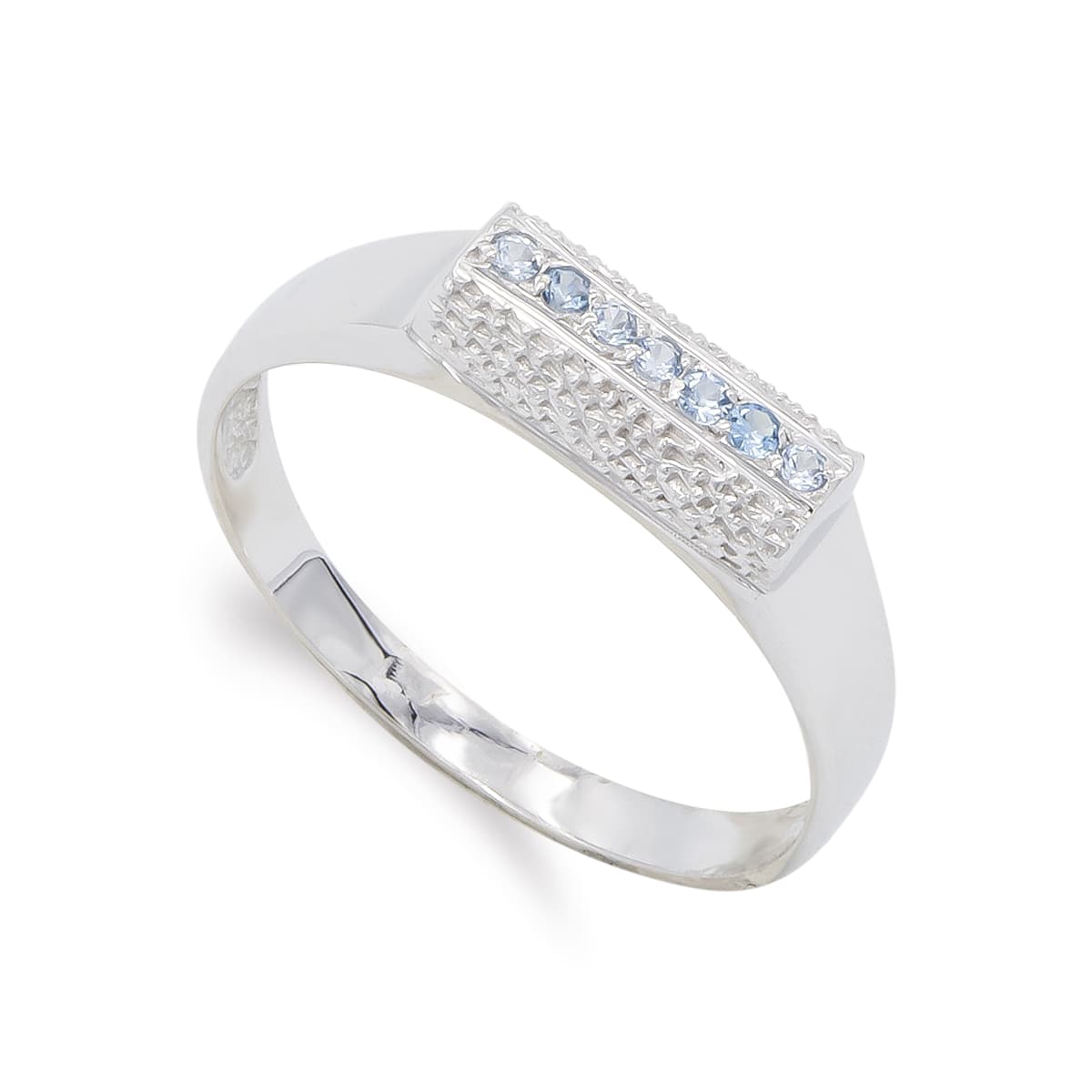 18K SORTIJA ORO BLANCO CON CIRCONITA DE AGUAMARINA. ANCHO: 4,5 MM