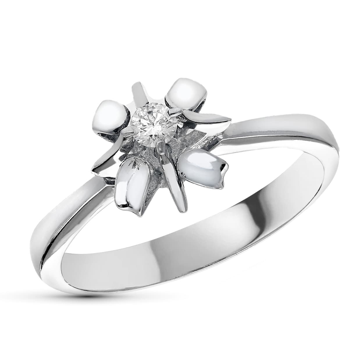 18K SOLITARIO ORO BLANCO CON DIAMANTE 0,10 QTS. ANCHO: 9,5MM