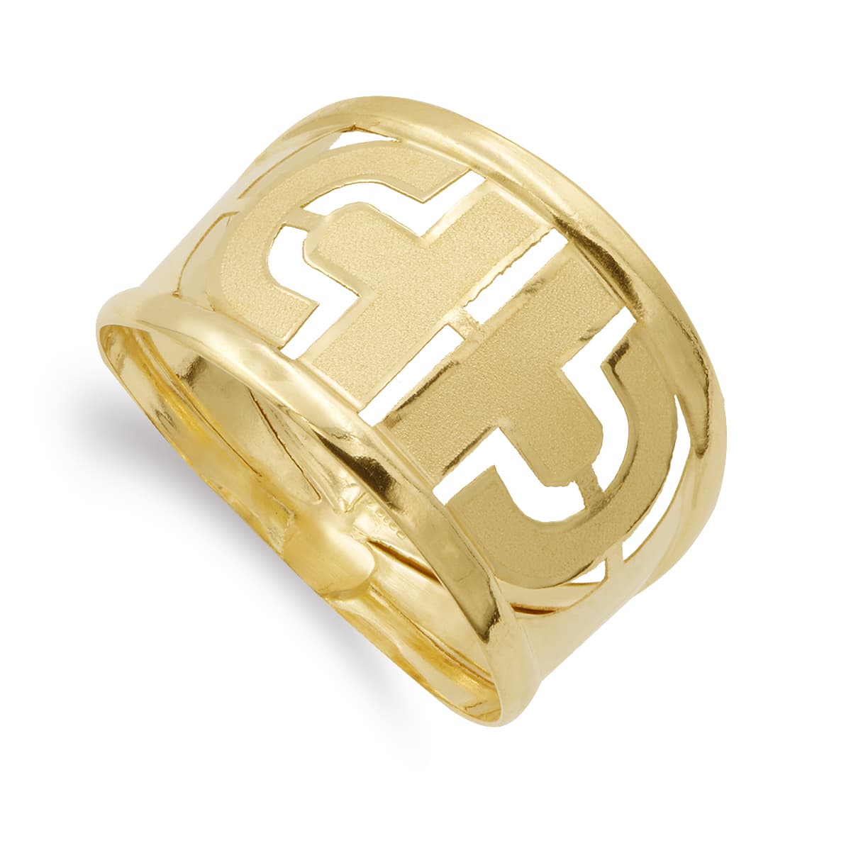 18K SORTIJA ORO AMARILLO CALADA MATE Y BRILLO. ANCHO 14 MM