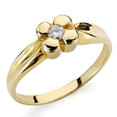 18K SOLITARIO ORO AMARILLO DIAMANTE TALLA BRILLANTE 0.10 QTS. COLOR H VSI