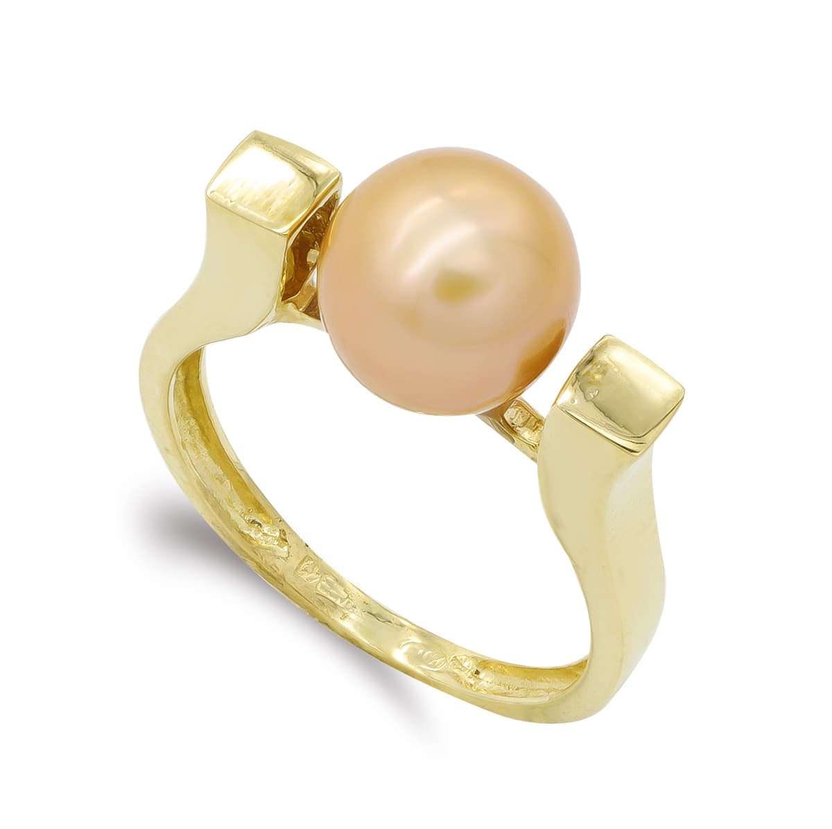 18K SORTIJA ORO AMARILLO PERLA CAMEL 9 MM