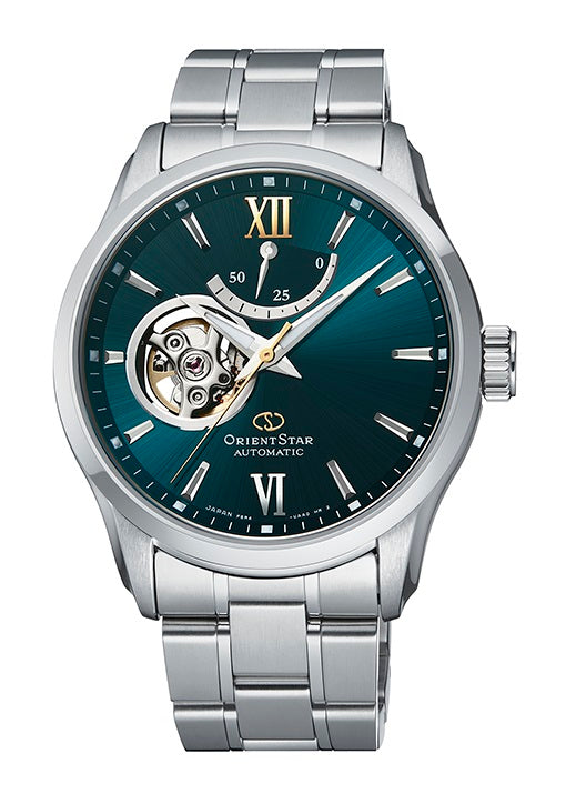 Reloj Orient Star Semi Skeleton Automático RE-AT0002E00B, esfera verde