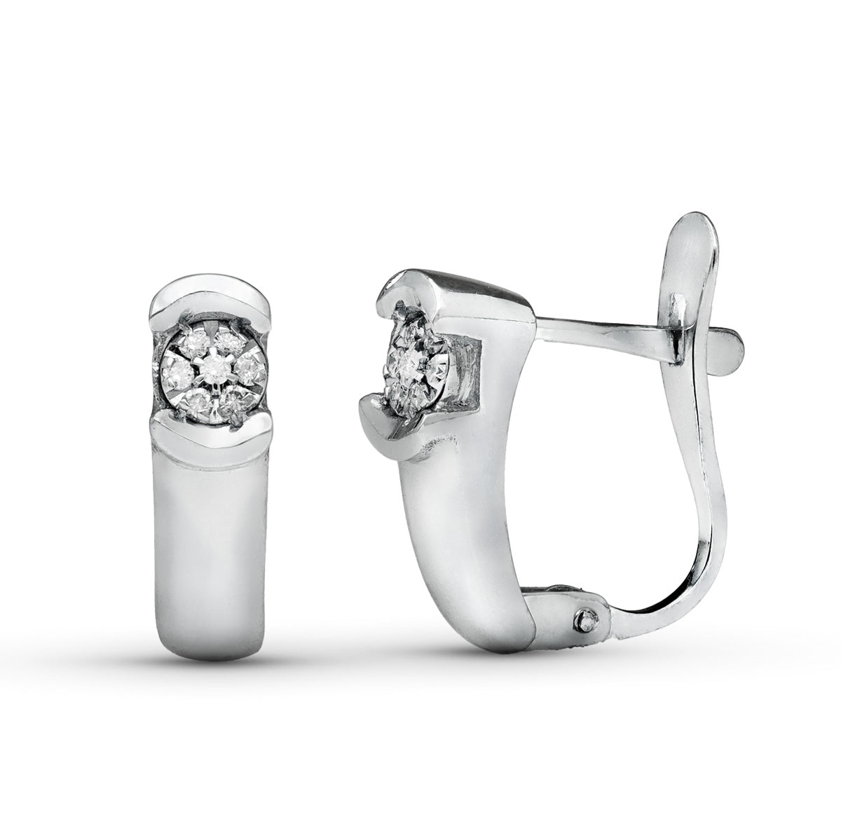 Pendientes Brillantes 0,100 Qtes 14 x 4 mm de oro blanco 18K