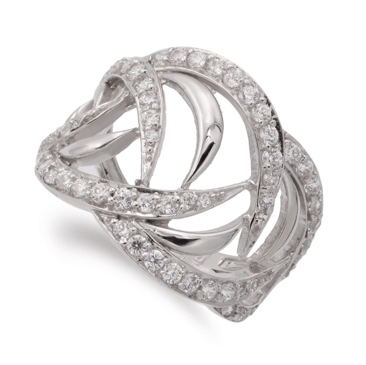 18K SORTIJA ORO BLANCO MOTIVOS CON CIRCONITA ANCHO 17 MM