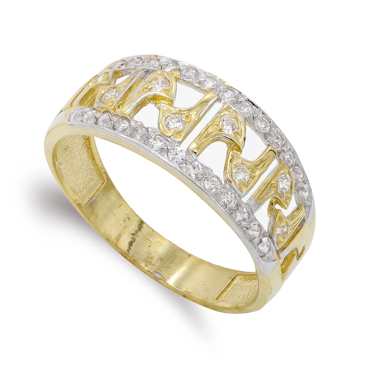 18K SORTIJA ORO BICOLOR CON CIRCONITAS. ANCHO: 8,5 MM